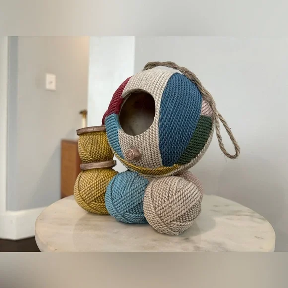 Yarn Birdhouse Hanging Cottagecore Craft Room Decor - Picture 5 of 9